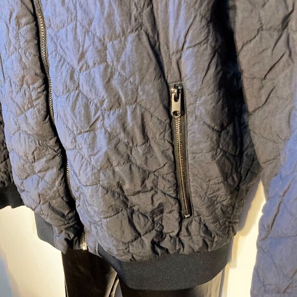 H&M SZ L Black Quilted Puffer Parka Jacket Coat longer length - Picture 4 of 9